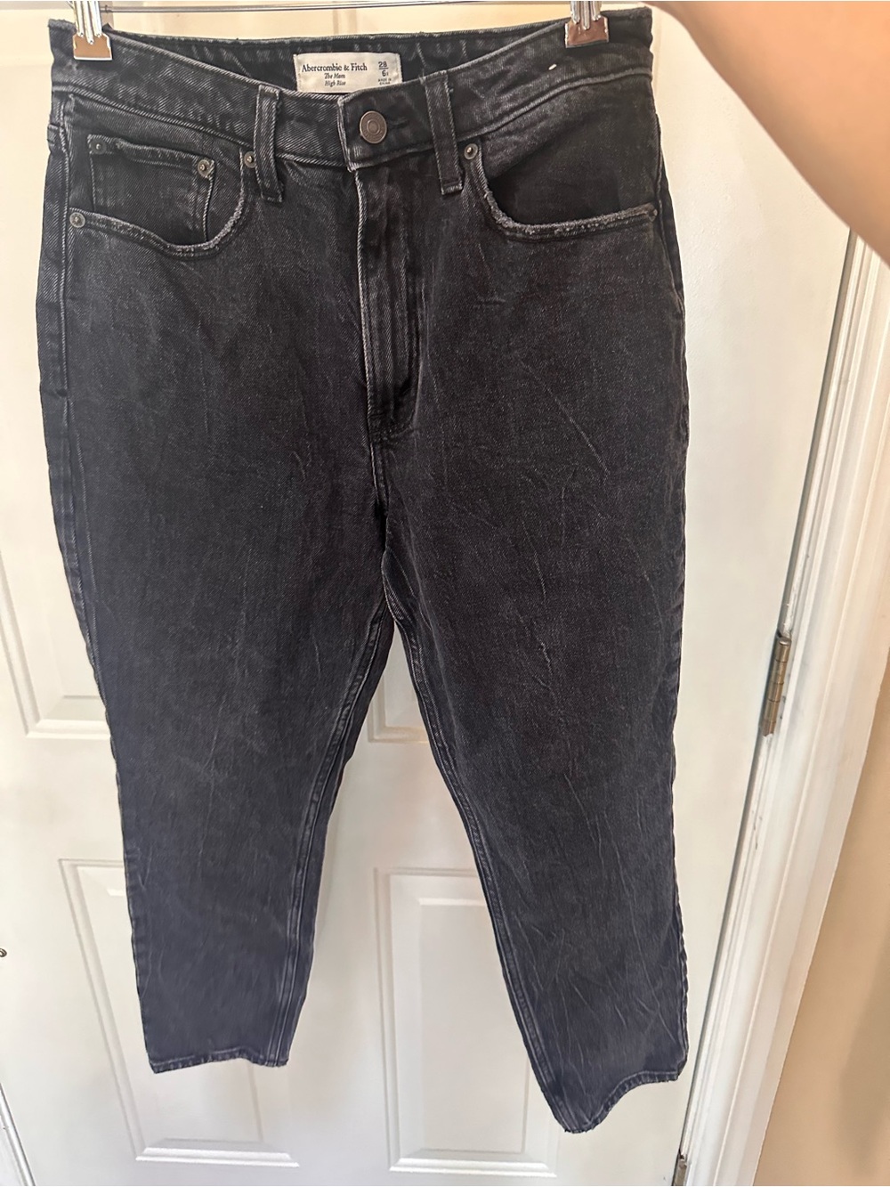 Abercrombie & Fitch Curve Love Mom High Rise Black Jeans Size 28/6 R